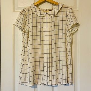 Loft Ann Taylor Back Button Shirt Women’s Size Medium White & Black